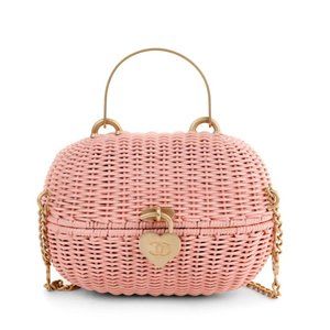 Chanel Pink Wicker Love Basket Bag